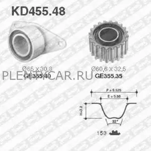 Комплект ремня ГРМ - SNR KD455.48 R-KANGOO 1, 9 DTi F9Q782 2003> Шкив+ 