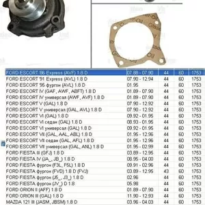 Насос водяной / помпа Ford Escort,  Orion,  Mazda 121 1, 8 D