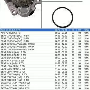 Насос водяной / помпа  Skoda Oktavia,  VW Golf 1, 9 TDI