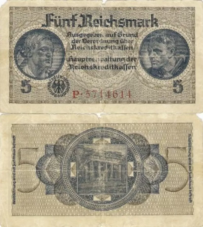 продам две банкноты по 5 немецких марок 1980 года в  хорошем состоянии 2