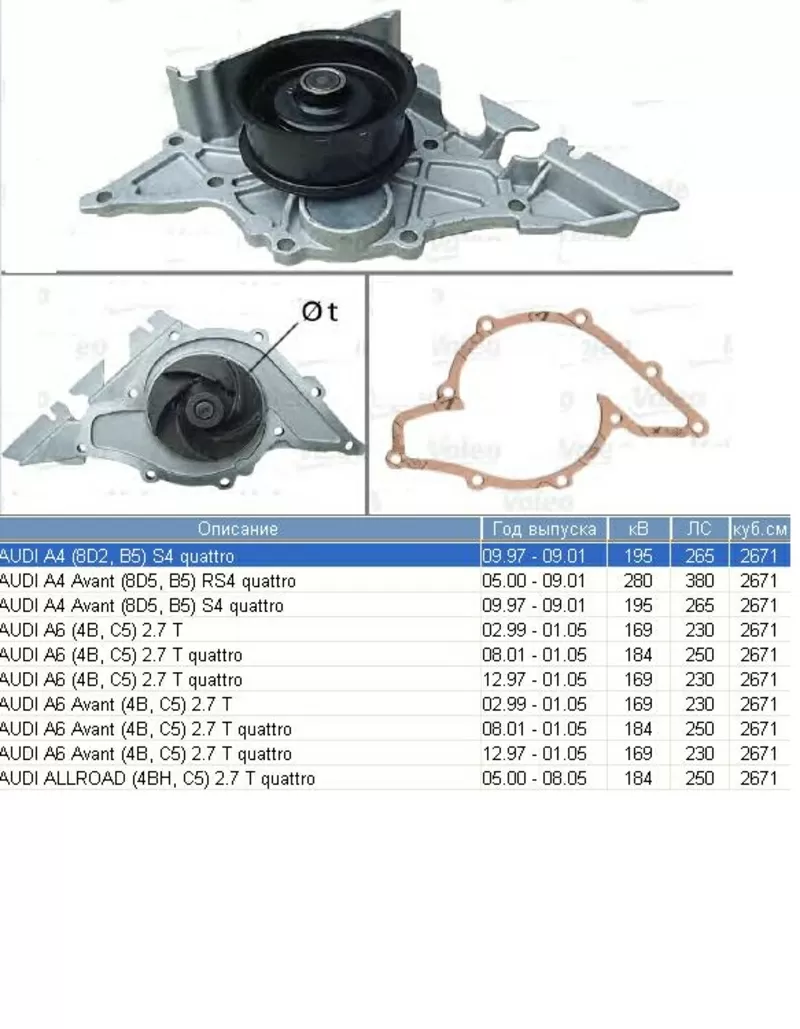 Насос водяной / помпа  Audi A4 / A6  2, 7 T