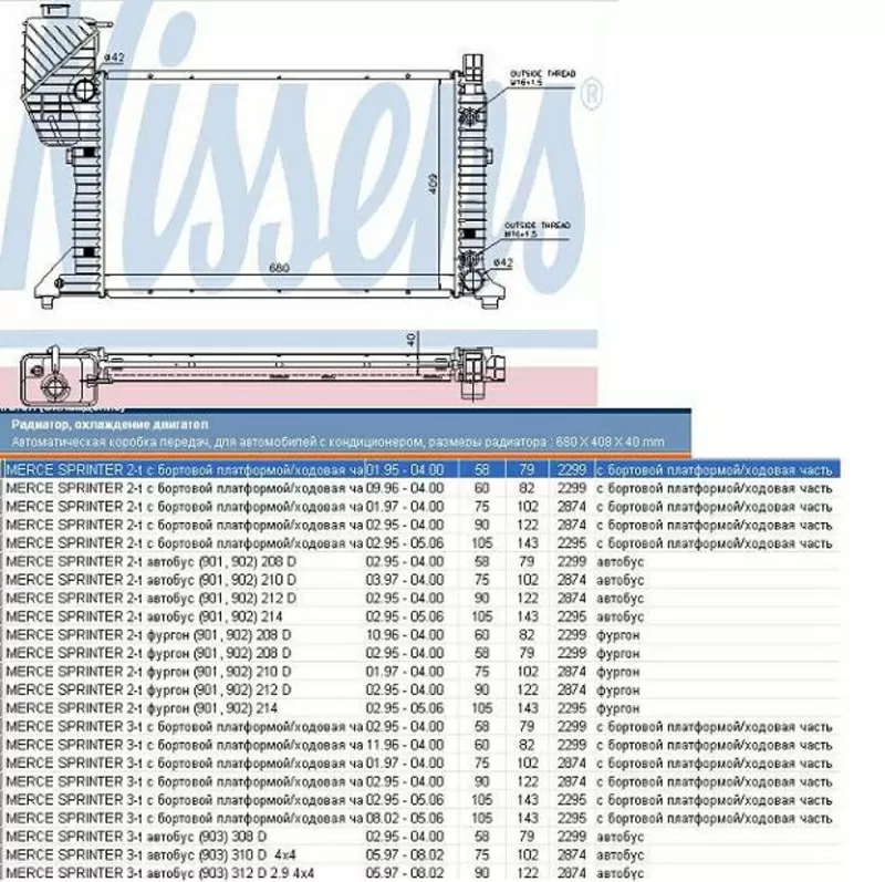 Радиатор  Mercedes Sprinter 3