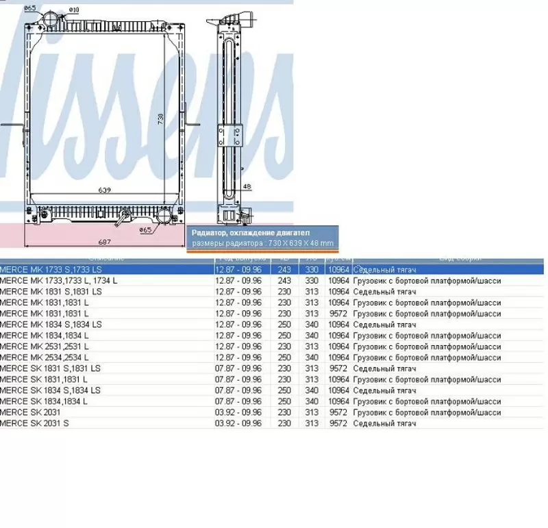 Радиатор Mercedes MK/SK (грузовик) 2