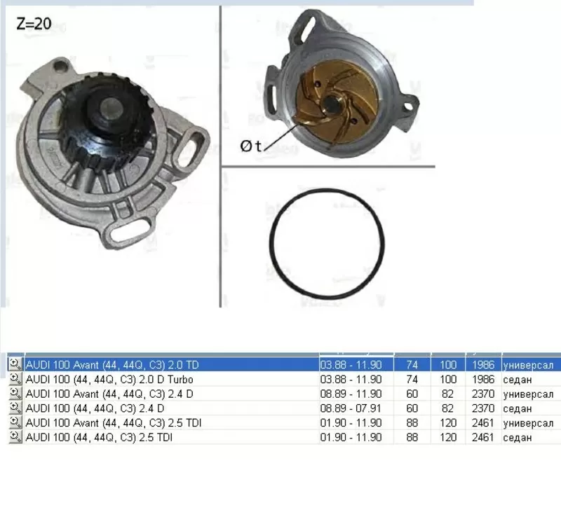 Насос водяной / помпа Audi 100 2, 4D